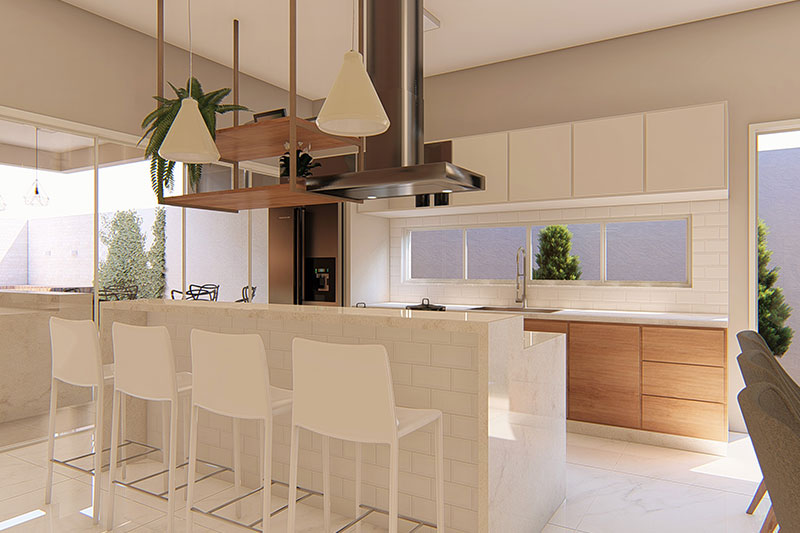 Projeto de casa térrea moderna com 3 suítes - FX Construções