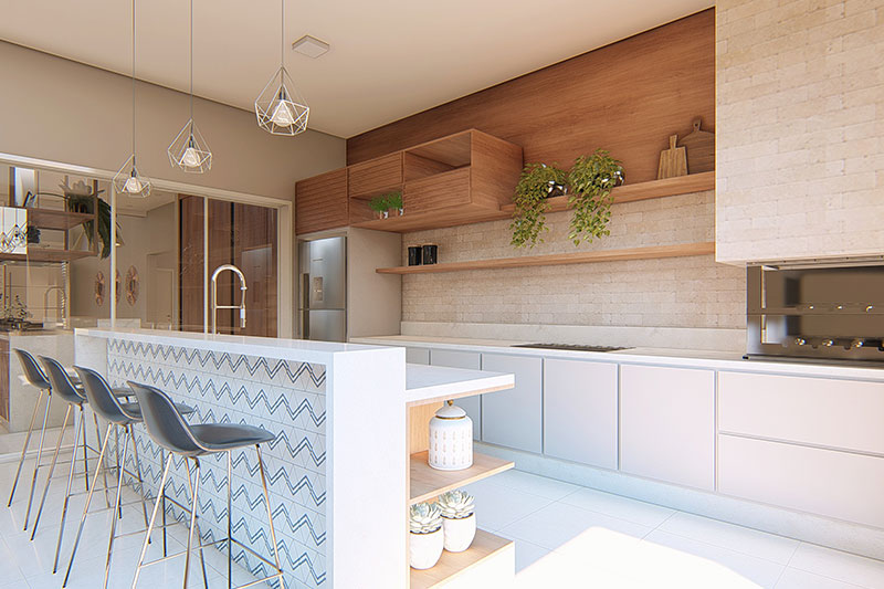 Projeto de casa térrea moderna com 3 suítes - FX Construções