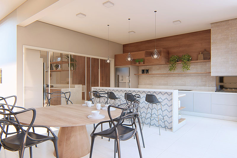Projeto de casa térrea moderna com 3 suítes - FX Construções